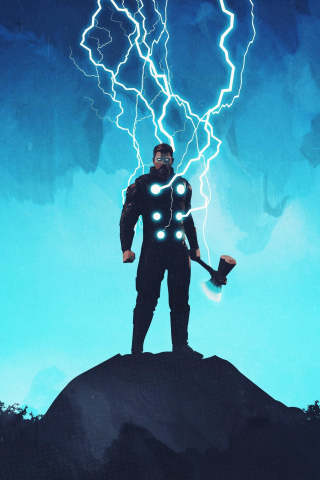 Thor, artwork, lightning god, 240x320 wallpaper
