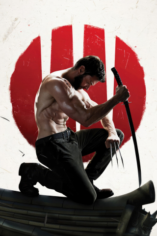 Wolverine and a samurai sword, art, 240x320 wallpaper