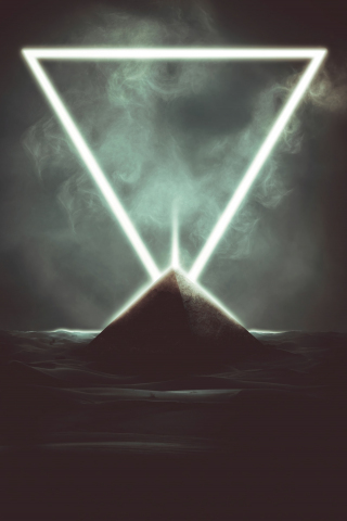 Pyramid, triangle, smoke, artwork, 240x320 wallpaper