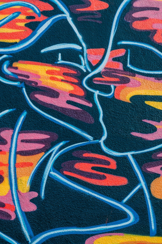 Art, graffiti, kiss, 240x320 wallpaper