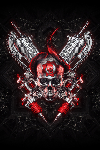 Gears of war, skull and guns, Logo, 240x320 wallpaper