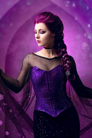 Woman model, mood, cosplay, purple dress, 240x320 wallpaper