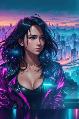 Cyberpunk world's gorgeous girl, game art, 240x320 wallpaper
