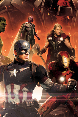 Avengers: Age of Ultron, hulk, black widow, captain america, 240x320 wallpaper