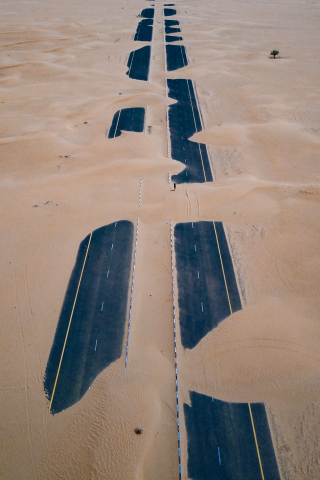 Sand, desert, landscape, highway, 240x320 wallpaper
