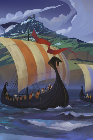The Banner Saga, vikings, video game, warrior, 240x320 wallpaper