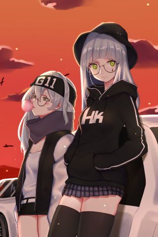 Sunset, G11 HK416, girls frontline, anime girls, 240x320 wallpaper