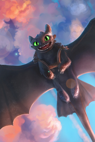 Movie, Toothless, night fury, dragon, How to Train Your Dragon, 240x320 wallpaper