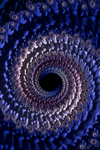 Blue fractal, vortex, swirling, 3D, 240x320 wallpaper