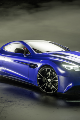 Blue, sports car, Aston Martin Vanquish, 240x320 wallpaper
