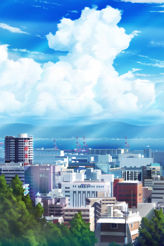 Cityscape, anime, original, 240x320 wallpaper