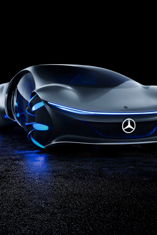 2020, blue glowing edge, Mercedes-Benz VISION AVTR, 240x320 wallpaper