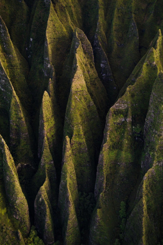 Rocks, moss, aerial view, 240x320 wallpaper
