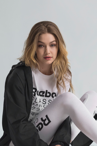 Gigi Hadid, Reebok, beautiful model, 2020, 240x320 wallpaper