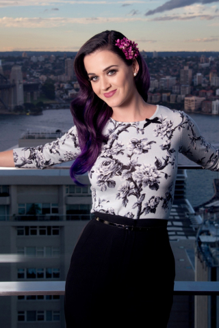 Colored hair, smile, katy perry, singer, 240x320 wallpaper