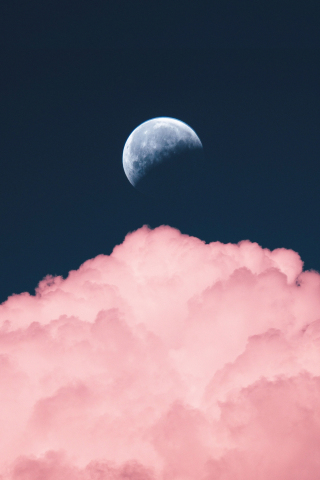 Half-moon, clouds, 240x320 wallpaper