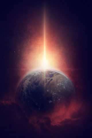Earth, planet from space, sunlight, 240x320 wallpaper