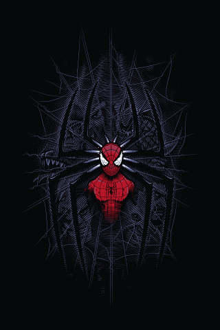 Spider-man, dark, minimalist, digital art, 240x320 wallpaper