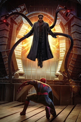 Dr Octupus vs Spider-man, fight between master and disciple, art, 240x320 wallpaper
