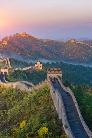 Great wall of China, sunset, horizon, nature, 240x320 wallpaper
