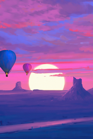 Hot air balloons, landscape, scenic art, 240x320 wallpaper