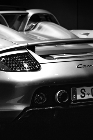 Supercar, Porsche, rear, monochrome, 240x320 wallpaper
