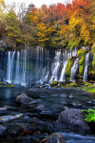 Exotic and beautiful nature, waterfall, river stream, 240x320 wallpaper