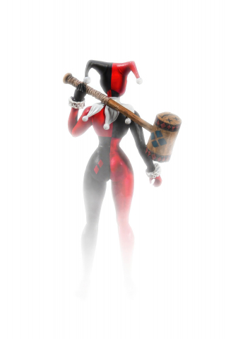 Harley Quinn with wooden hammer, white and minimal, , 240x320 wallpaper