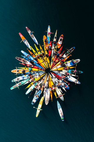 Boats, aerial view, 240x320 wallpaper