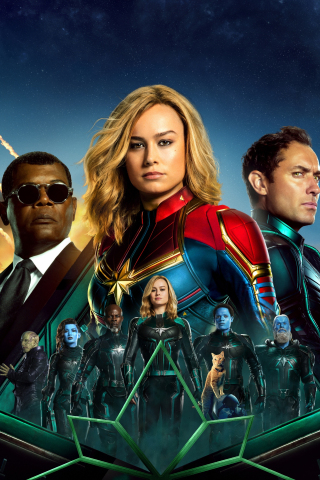 Captain Marvel, movie poster, 2019, 240x320 wallpaper