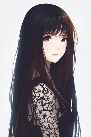 Beautiful, anime girl, artwork, long hair, 240x320 wallpaper