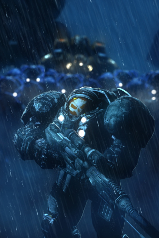 StarCraft: Remastered, soldiers, rain, video game, 240x320 wallpaper