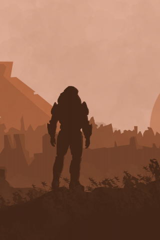 Star citizen, video game, soldier, silhouette, landscape, 240x320 wallpaper
