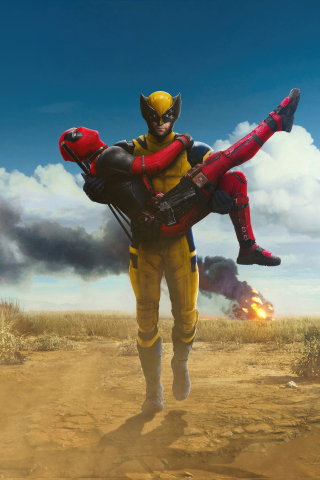 Brotherhood of heroes, deadpool and Wolverine, movie, 2023, 240x320 wallpaper