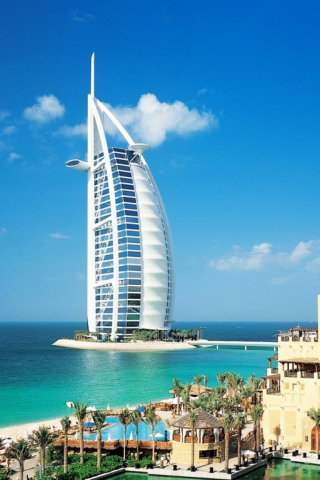 Hotel, City, Dubai, Burj Al Arab, coast, 240x320 wallpaper