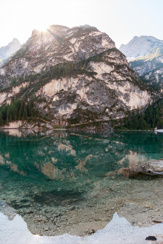 Mountains, lake, reflections, nature, 240x320 wallpaper