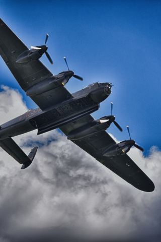 Lancaster bomber, Avro Lancaster, military aircraft, clouds, sky, 240x320 wallpaper