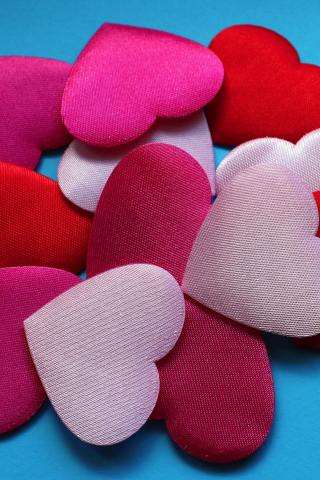 Hearts, shapes, fabric, close up, 240x320 wallpaper