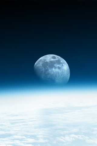 Moon, planet, blue horizon, 240x320 wallpaper