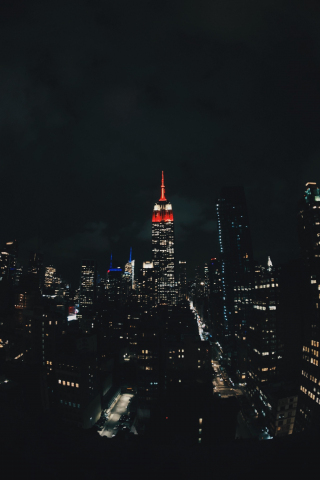 Night, New York, city, buildings, dark, 240x320 wallpaper