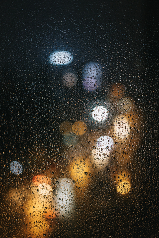 Glass surface, drops, droplet, bokeh, 240x320 wallpaper