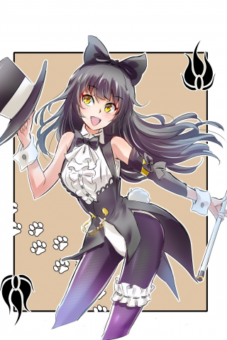 Anime girl, magician, blake belladonna, 240x320 wallpaper