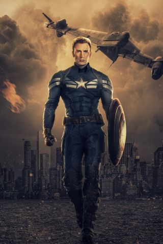 Captain America, Chris Evans, Marvel comics, art, 240x320 wallpaper