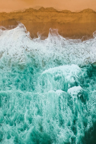 White-green sea waves, seashore, nature, 240x320 wallpaper