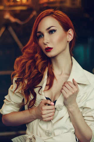 Red head, woman model, beautiful, 240x320 wallpaper