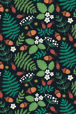 Pattern, forest, leaf, fruits, flowers, motif, 240x320 wallpaper