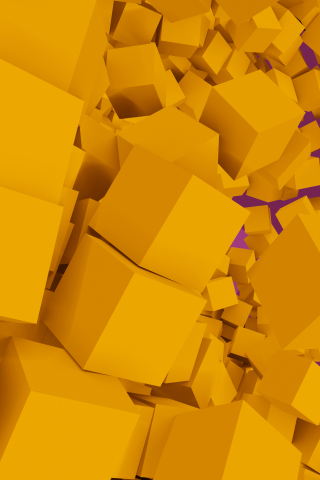 Yellow 3d cubes, abstract, 240x320 wallpaper