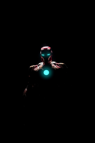 Iron man, arc reactor, glowing arc, minimal, 240x320 wallpaper