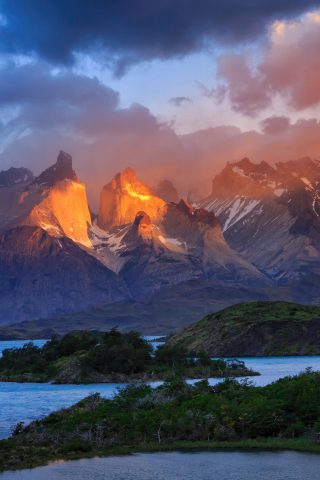 Torres del Paine national park, Golden Summit, nature, 240x320 wallpaper