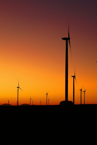 Minimal, wind mills, wind turbines, sunset, 240x320 wallpaper